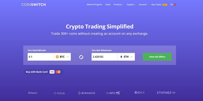صرافی CoinSwitch