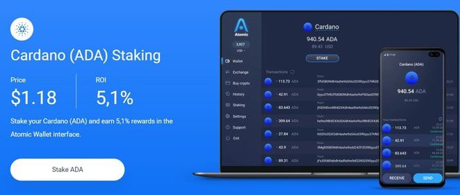 نحوه شروع استیکینگ کاردانو در کیف پول اتمیک