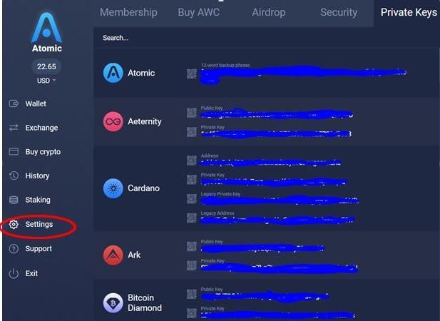 در یافت عبارت بازیابی از منوی Settings
