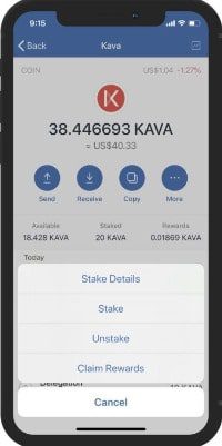 دسترسی به منوی staking در تراست ولت