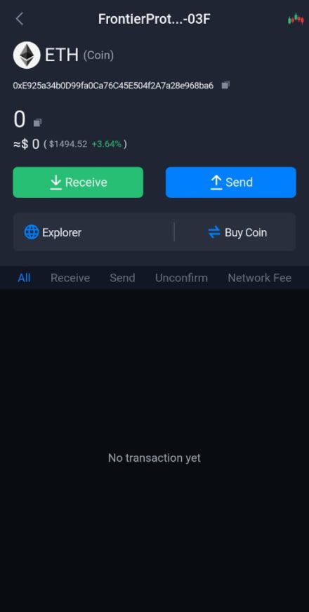 انتقال اتر در کیف پول SafePal