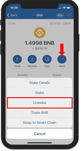 آن استیک کردن بایننس کوین در تراست ولت