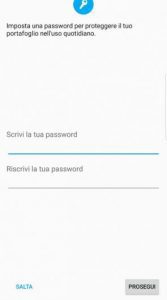 ایجاد پسورد برای کیف پول coinomi