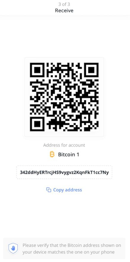 دریافت کد QR برای دریافت رمز ارز
