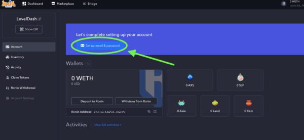 تنظیم ایمیل و پسورد برای اکسی اینفینیتی