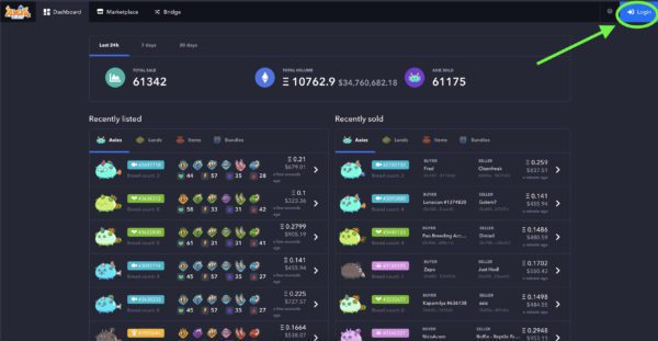 ورود به سایت axie infinity