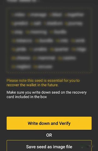 ایجاد عبارت بازیابی در کیف پول coolwallet
