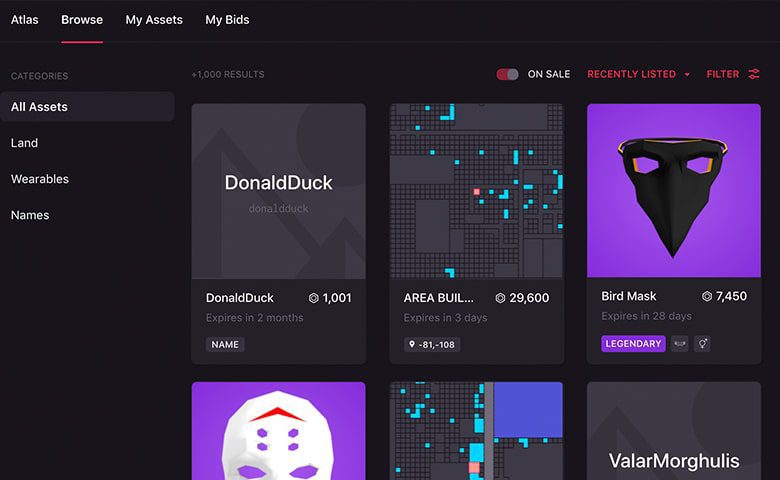 مارکت پلیس Decentraland