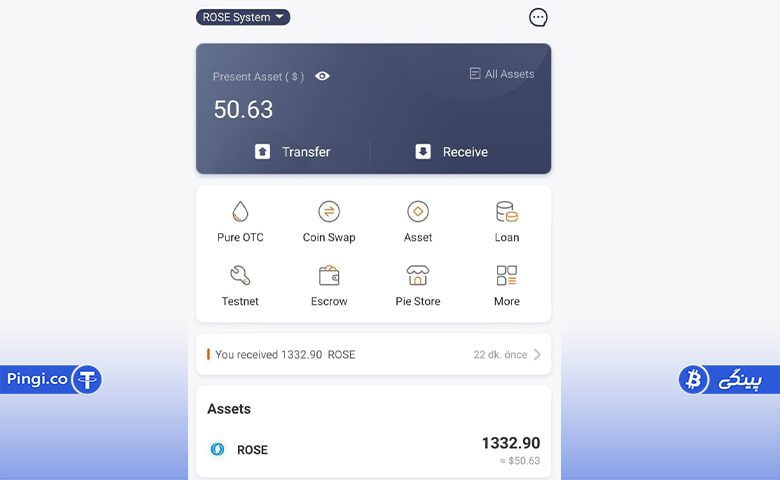داشبورد ROSE و آدرس کیف پول ROSE