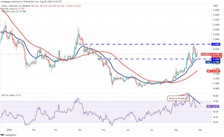 نمودار روزانه CHZ/USDT