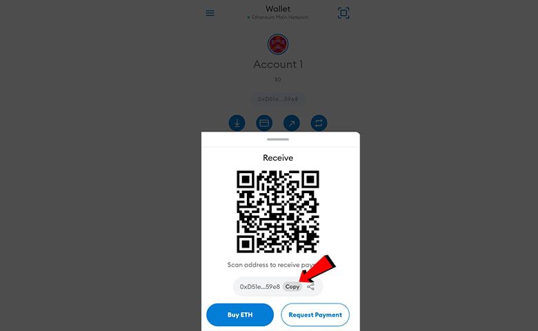 کپی کردن ادرس کیف پول متامسک