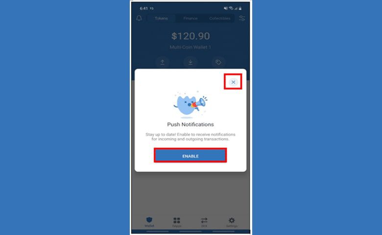 دریافت اعلان های کیف پول تراست ولت