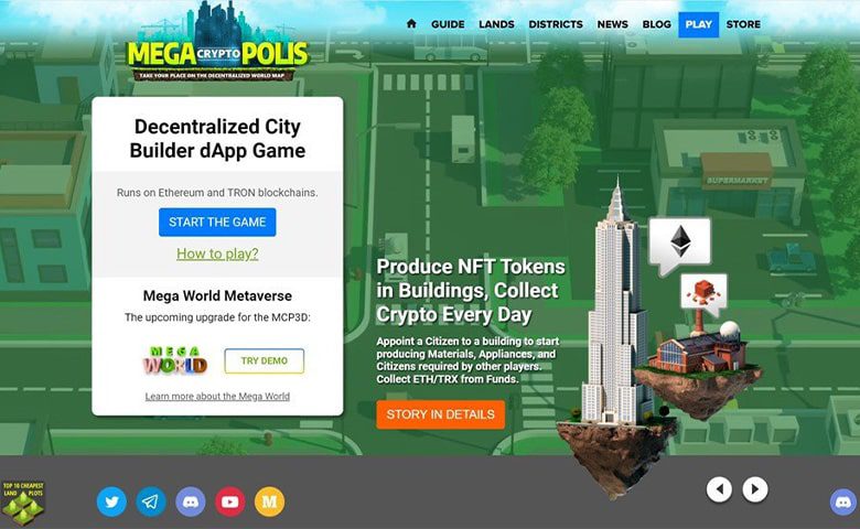 مگا کریپتو پلیس MegaCryptoPolis، شهر رویایی بسازید و ترون بگیرید