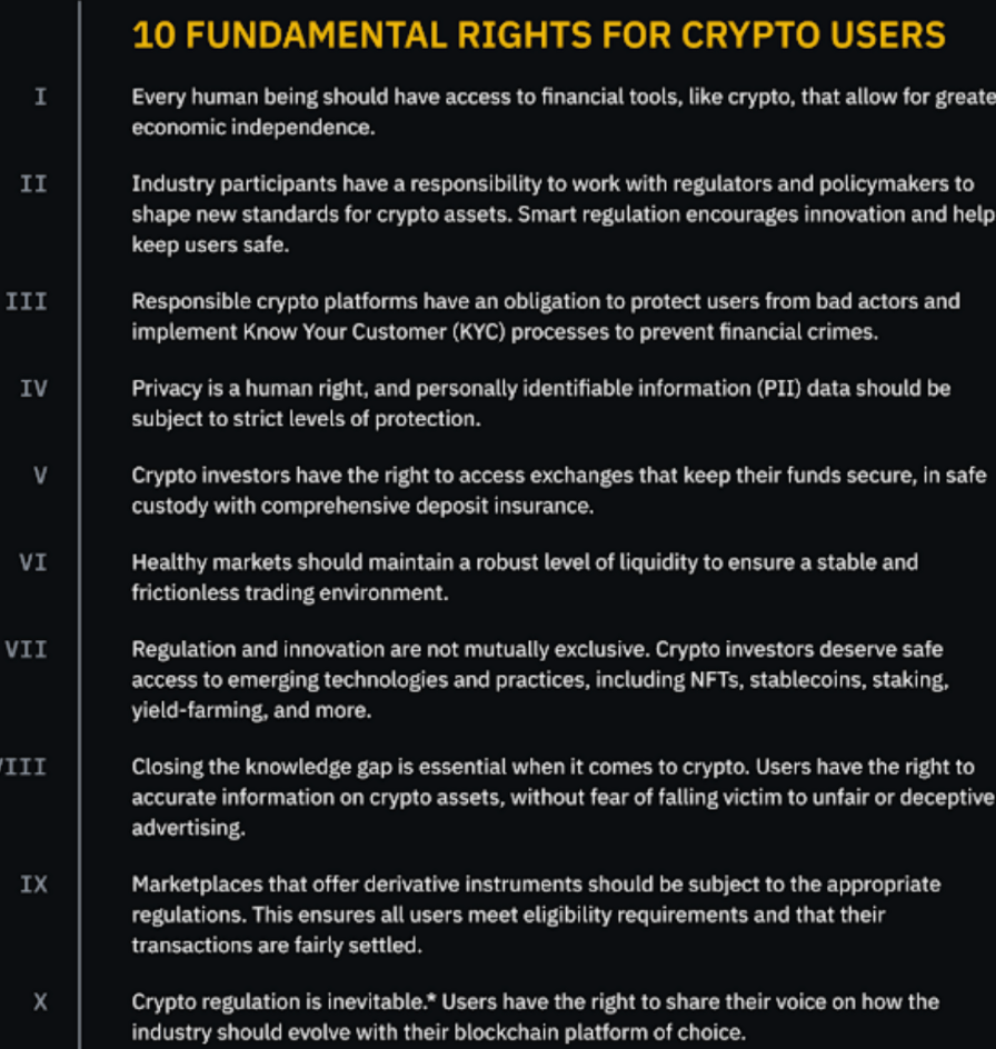 10 حقوق اساسی برای کاربران کریپتو 