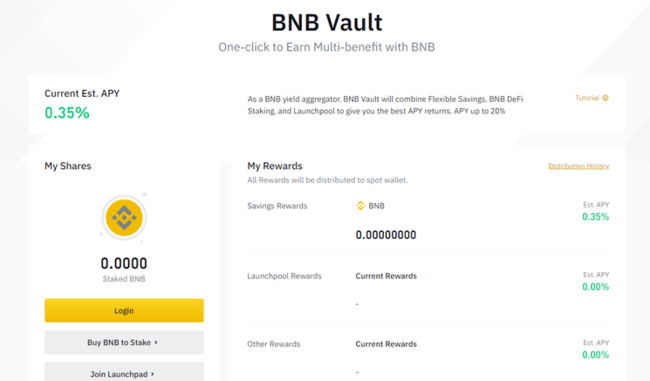 BNB vault و دریافت سود از طریق آن