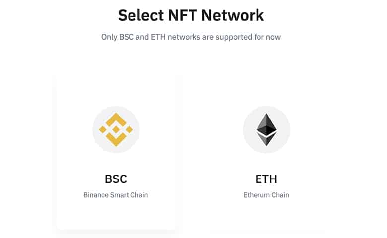 انتخاب شبکه برای واریز NFT