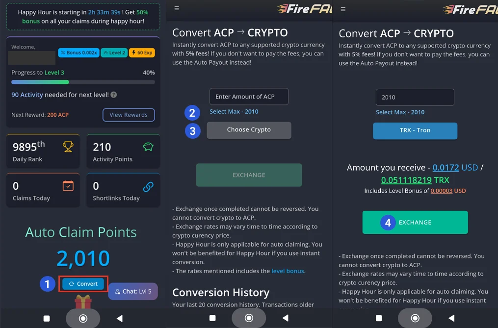 تبدیل ACP به TRX در سایت فایر فاست | پینگی